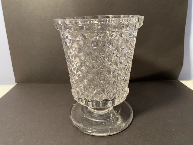 Eapg Inverted Diamond Point Flint Glass Spill Holder Spooner