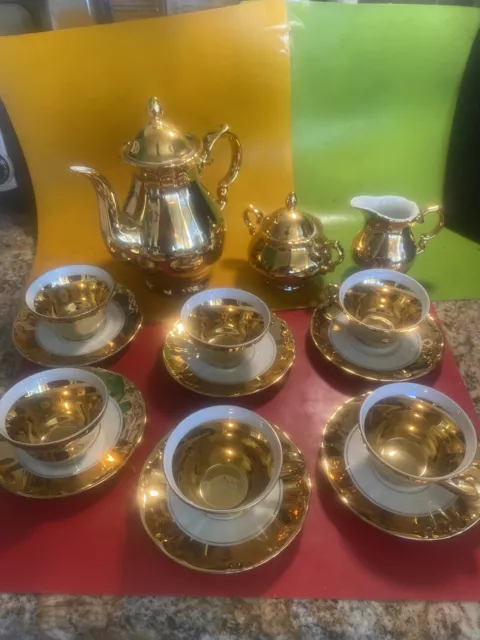 Rare Vintage 17 Piece STW Germany Cobalt Gold Tea / Coffee Set Service PRISTINE