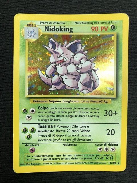 Pokemon Nidoking 11/102 Base Set Rare Holo Unlimited Wizards ITA Vintage Card