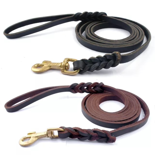 Genuine Leather Dog Leash Training Working Braided Dog Leash for German Shepherd