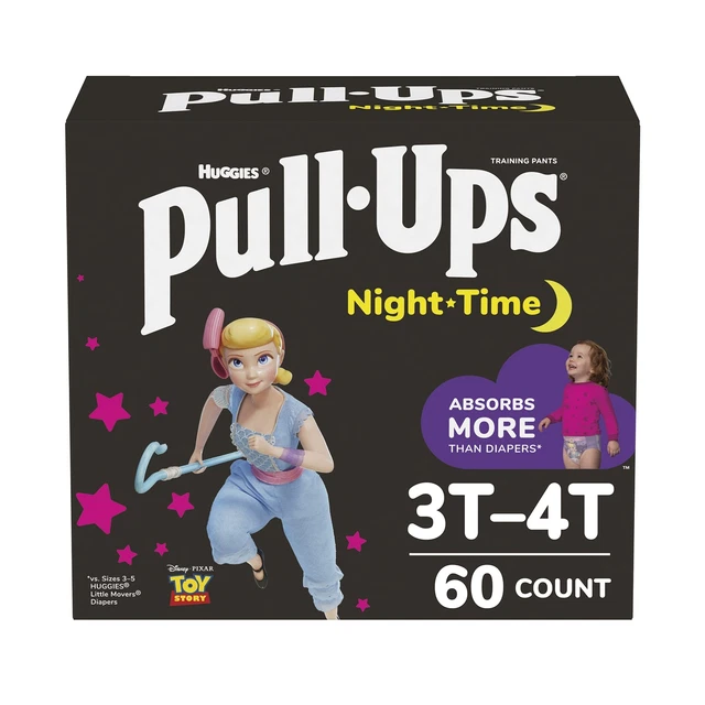 PULLUPS GIRLS' NIGHTTIME Potty Training Pants, Training Underwear, 3T