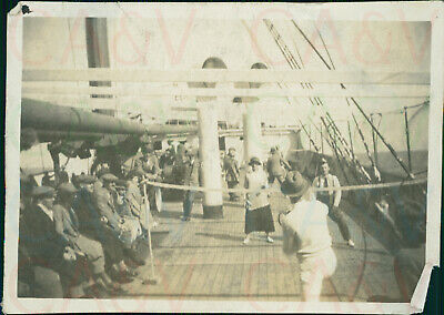 1921 SS Elysia Eileen & Mjr Roderick Greer (7th Gurkha rifles) Tennis on ship