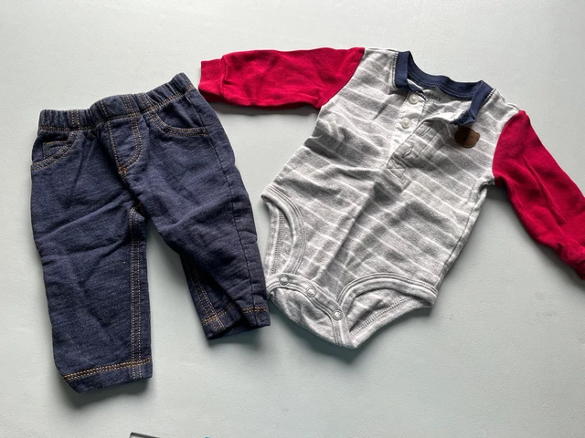 baby boy clothes Size 3 Months Carters Long-sleeve One Piece Polo Shirt Pants