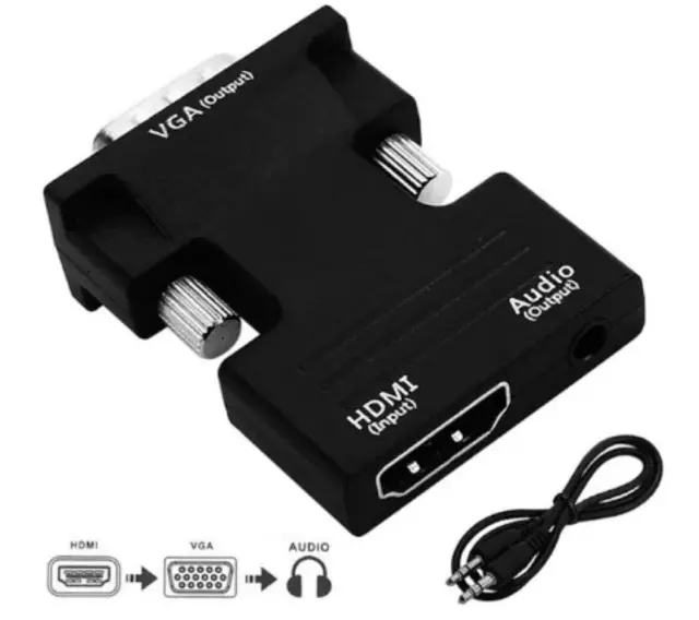 HDMI Female to VGA Male Converter with Audio Adapter Support 1080P Signal Output