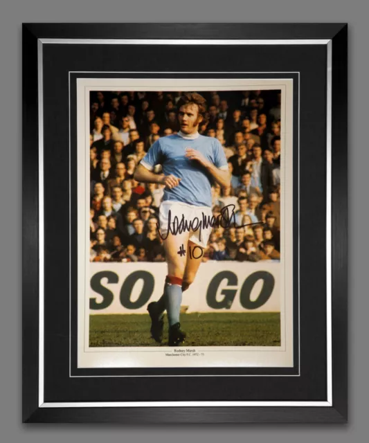 Rodney Marsh Manchester City Signed And Framed Football 12x16 Photograph
