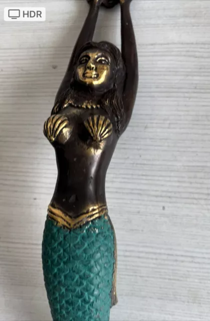 GREEN MERMAID 100% brass door PULL old style heavy house PULL handle 15" B 3