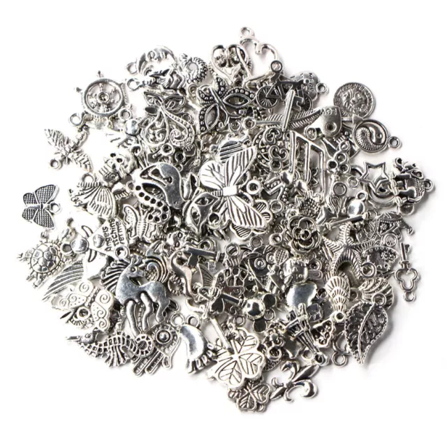 Lots 100pcs Bulk Tibetan Silver Mix Charm Pendants Jewelry Making DIY jian-char