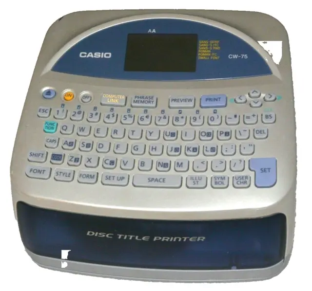 Casio CW-75 CD DVD Disc Title Printer