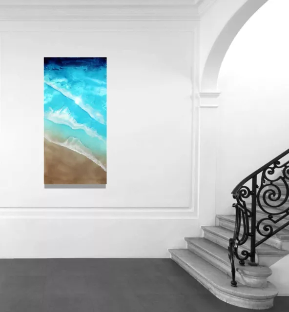Large Original Modern Fine Art Beach Water Ocean Nautical Painting Canvas