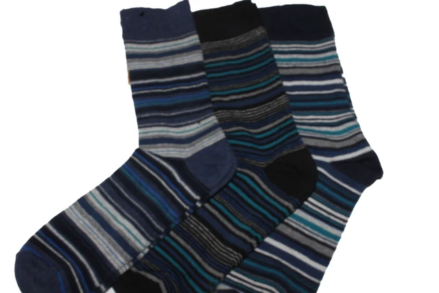 3 paires de chaussettes à rayures homme en nid d'abeille haut mode