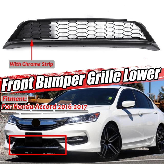 BLACK FRONT BUMPER Grille + Lower Molding Chrome For 20162017 Honda