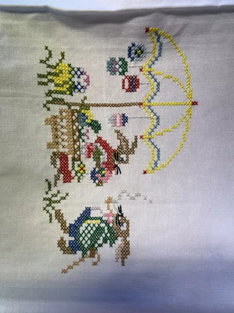 Ostern Kreuzstich Hasen Handarbeit Hasenstand X-Stich 85x85cm Baumwolle