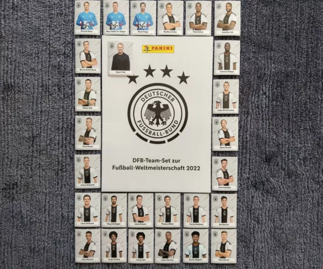 Panini FIFA WM 2022 Qatar DFB Team Set Base Nr. 1 - 27 kplt. mit Poster & Box