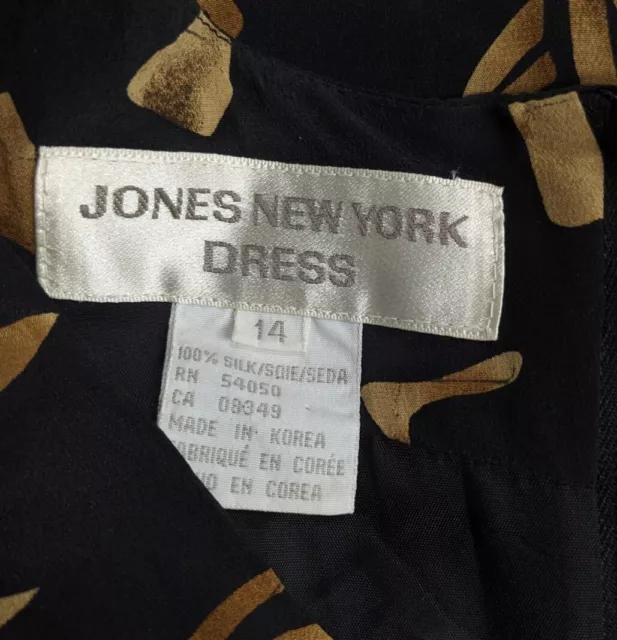Jones New York 100% Silk Faux Wrap Dress Womens 14 Short Sleeve Printed 2