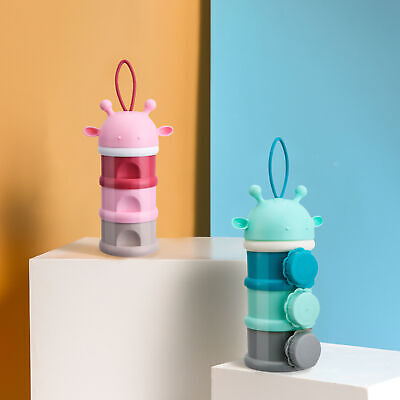 Diseño de mango de plato para bocadillos fácil de llevar caja de leche en polvo de dibujos animados para bebés creativa