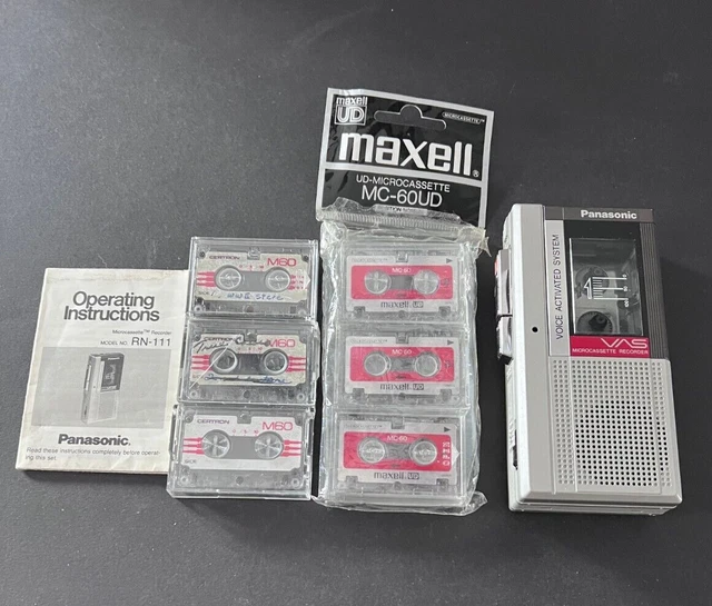 VTG Panasonic RN-111 Microcassette Recorder working w/extras FREE Shipping