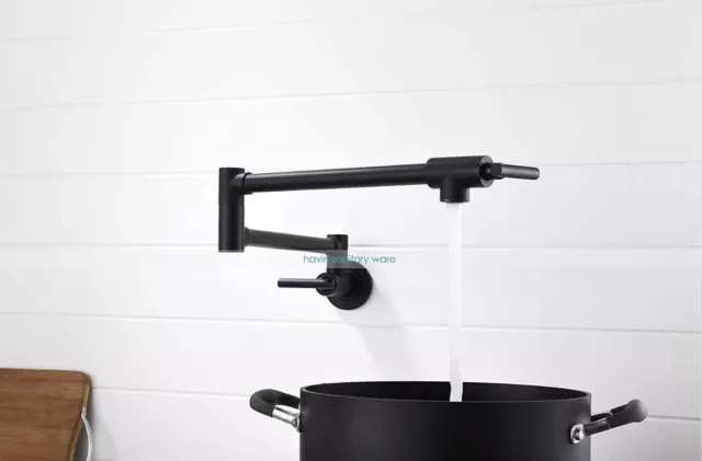 Havin Modern Pot Filler Black Matte Faucet Wall Mount A202