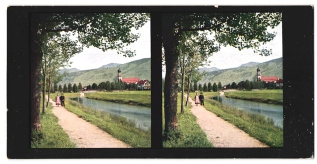 Stereo-Fotografie Fotograf unbekannt, Ansicht Oberammergau, Panorama