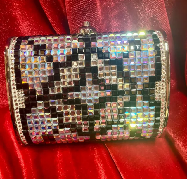 judith leiber new w/o tag black/ silver crystal covered clutch