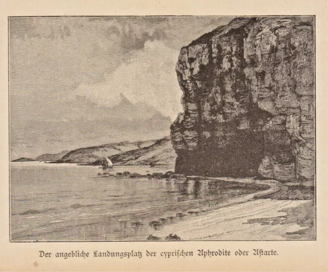 Ionische Insel Kythira anno 1898 Landungsplatz der Aphrodite - Grafik von 1898