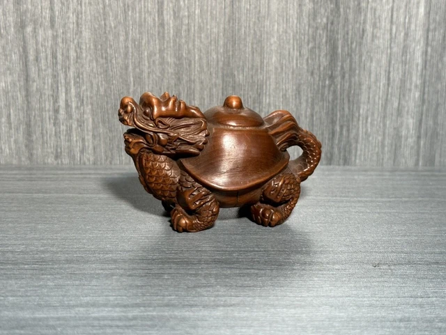 Handcarved Dragon Turtle Pot Ornaments From Old Tibetan Wood Carving