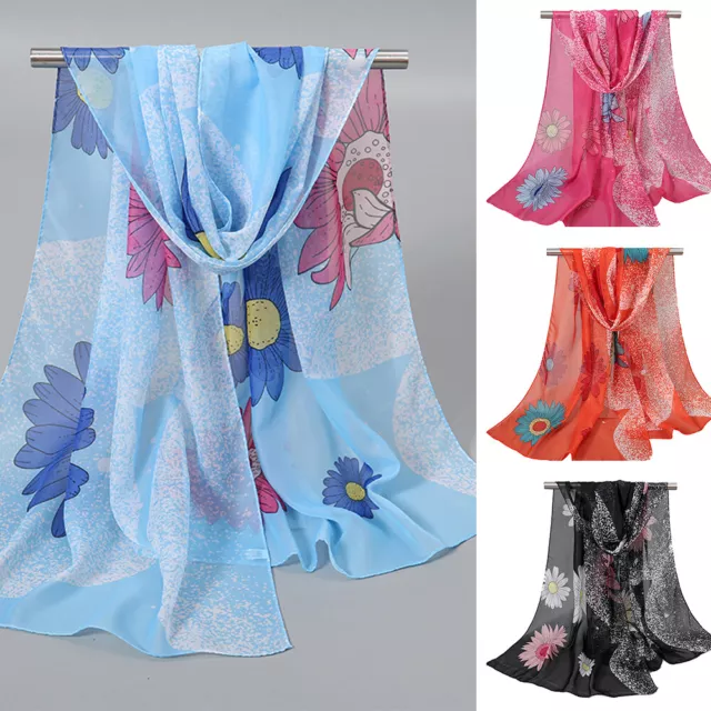 Grand Foulard En Mousseline De Soie À Fleurs Châle Pour Femme Couverture De 》