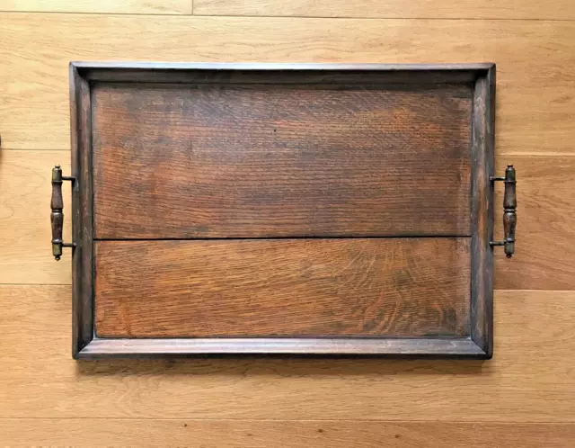 Large antique solid oak butler's serving tray - (Ref 16.3.129)