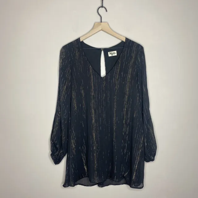 Show Me Your Mumu Women's Size Small Tessa Black Gold Open Sleeve Tunic Dress