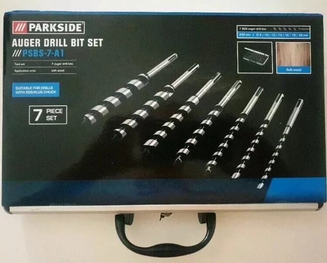 PARKSIDE 7 AUGER Drill Bit Set PSBS 7 A1 In Carry Box Lidl £17.95 PicClick UK