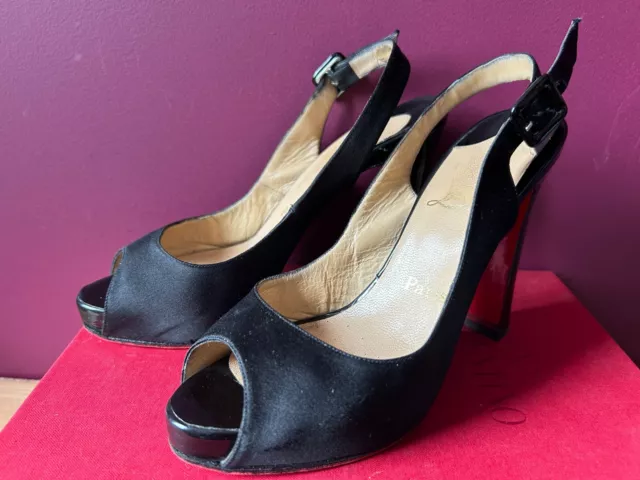 CHRISTIAN LOUBOUTIN BLOCK Heel Platform shoes Black Satin Size EU 39 ...