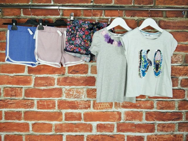 T-Shirt Top Per Ragazze Età 6-7 Anni M&S H&M Pantaloncini Vacanze Estive Bambini 122Cm