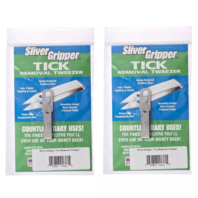 Uncle Bill's Sliver Gripper Tick Removal Tweezers with Keychain Clip (2-Pack)