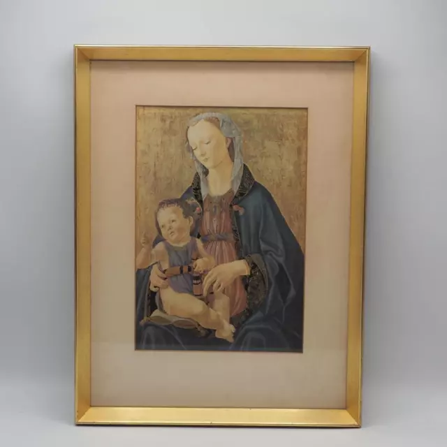 Vintage Domenico Ghirlandaio Madonna & Enfant Imprimé Religieux Encadré