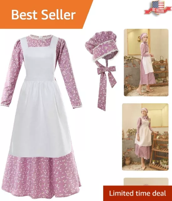 SD Pioneer Women Floral Prairie Dress Deluxe Colonial Dress Laura Ingalls  Costume Historical Modest Prairie Colonial
