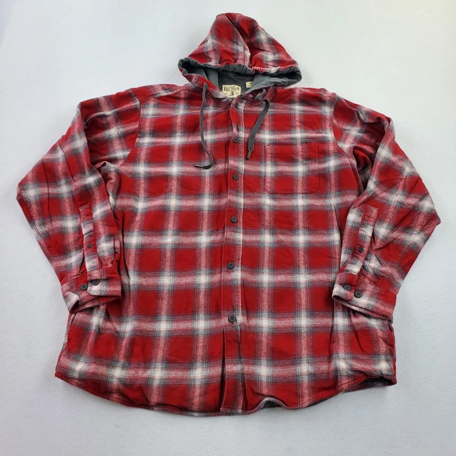 Read Head Shirt Hooded Red Flannel Plaid Long Sleeve Button Up Men Size XL Read Head Shirt Hooded Red Flannel Plaid Long Sleeve Button Up Men Size XL