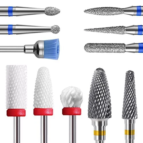 Punte Fresa Unghie，Homeet 11 pezzi Punta da Trapano per Unghie Manicure Kit d...
