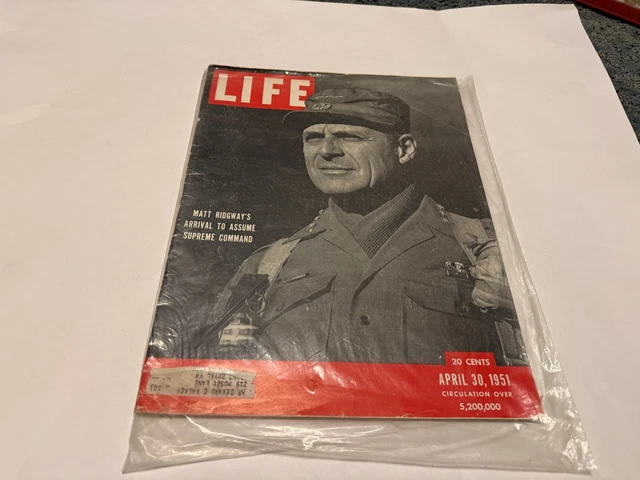 LIFE MAGAZINE APRIL 30, 1951 General Matthew Ridgway - Coca-Cola Ad 824 ...