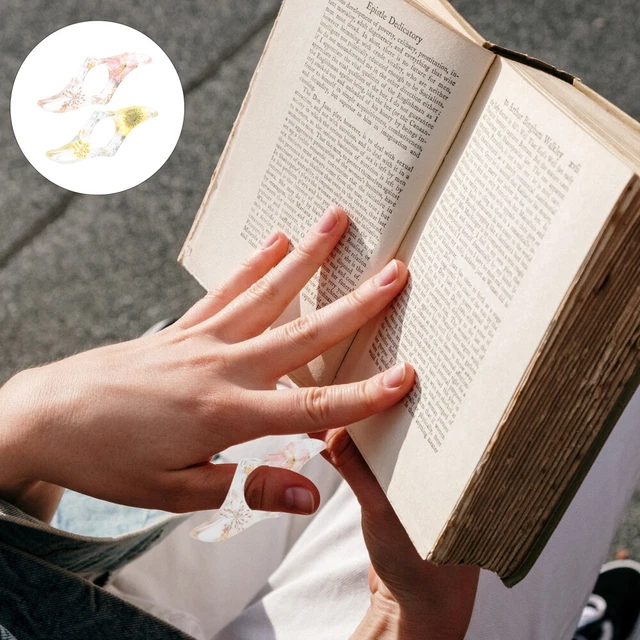2 Pcs Book Press Epoxy Transparent Floral Weight Page Holder