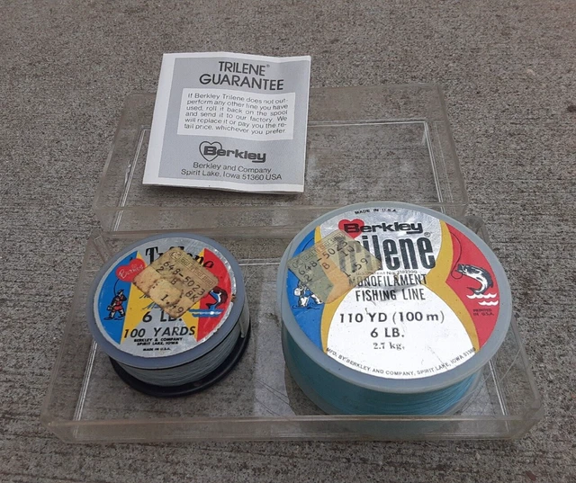Vintage Trilene Fishing Line Berkley 6 LB 110 Yards, Spirit Lake Iowa IA spools