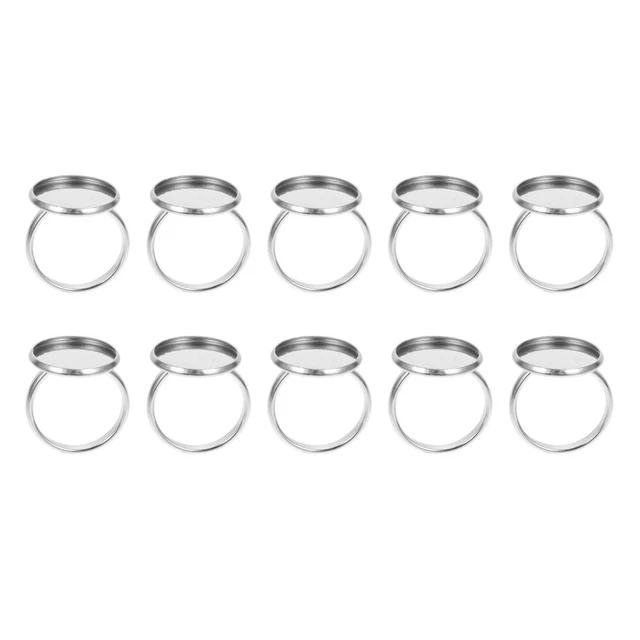 10 piezas bandejas de almohadilla redonda con soporte bisel ajustes ovalados de metal