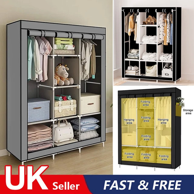 Large fabric canvas wardrobe best sale
