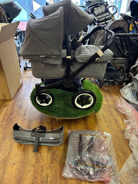 Bugaboo donkey 2 Duo-Black Grey Melange-Professionally Restored