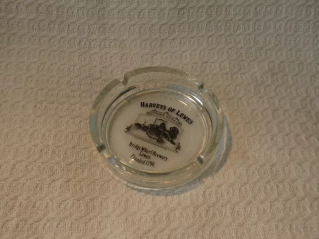Vintage Glas Bier Werbung Aschenbecher - Harvey's of Lewes Bridge Kai Brauerei