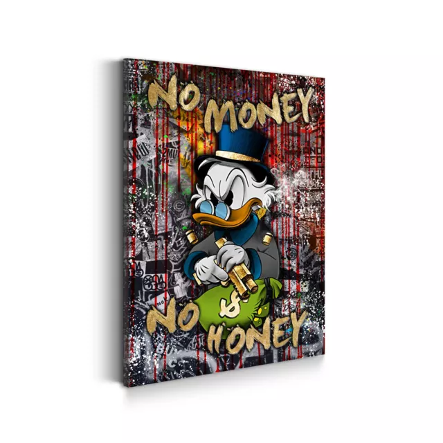 Leinwandbild Wandbild No Money No Honey Dagobert Duck Pop Art Bild Kunst