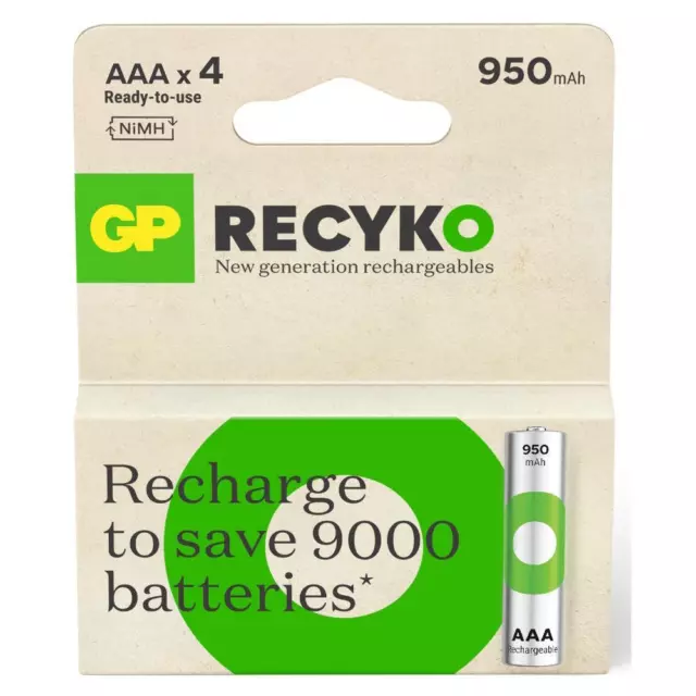 4 x GP AAA 950 mAh Rechargeable Batteries (prev. 1000 mAh) NiMH LR03 HR03 Phone