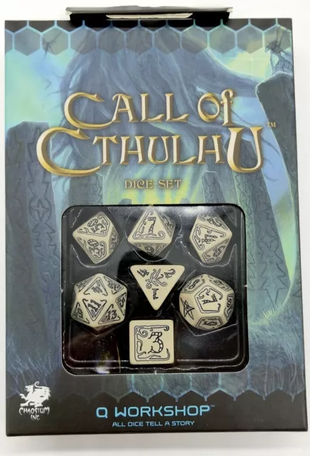 Call of Cthulhu Würfelset Rollenspielwürfel Beige & Schwarz (7 Stück)