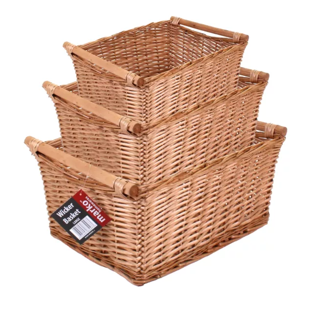 Wicker Baskets Willow Rattan Natural Hand Woven Hamper Gift Carrier Storage Box