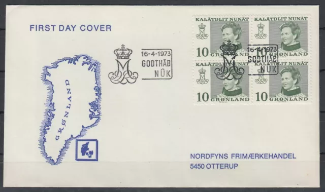 1973 Grönland FDC Mi.84 Bl/4 Königin Margarethe II. [ck553]