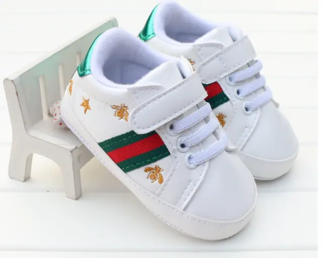 Newborn Baby Boy Girl White Sneakers Pram Shoes Infant Trainers Size 0-18 Months