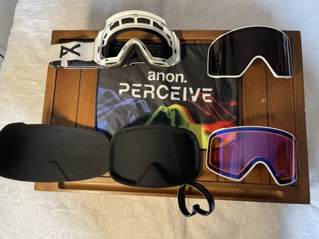M4 100% Magnetic White Anon Ski/ Snowboard Goggles W Spare, Hard Case And Cloth